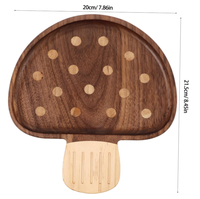 Plateau à champignons créatif en noyer noir bois massif poli jetable assiette à collation de fruits dessin animé mignon pour enfants excellente marque