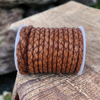 Cordon bolo en cuir de vachette tressé fait main, couleur Tan, Tailles 3mm-12mm, Accessoires essentiels pour la fabrication de bijoux, Tendance, 6mm inclus