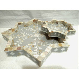 Mother of pearl kitchen serving tray round decorative tray modern table top <b>Ramadan</b> dates <b>chocolate</b> serving tray - Product Image 3