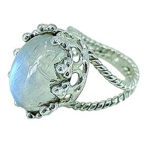 925 Sterling Silver Rainbow Moonstone <b>Statement</b> <b>Ring</b> Handmade Boho June Birthstone Jewelry 18K Perfect Gift for Her Birthday - Product Image 1