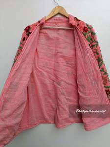 Abrigo Suzani largo de invierno para mujer, superventas, bordado a mano, diseño acolchado Floral, longitud corta, ropa de playa, vestido, Chaqueta de algodón - Product Image 6