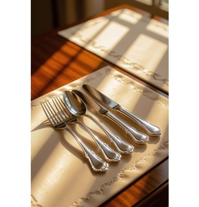 Juego de cubiertos chapados en acero inoxidable Acabado en plata Utensilios de comedor de lujo Certificado ISO9001 Durable para bodas y uso doméstico - Product Image 5