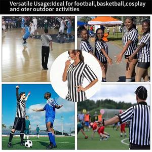Femmes professionnelles Football arbitre chemise col en v Football uniforme arbitre vêtements à manches courtes noir blanc course grande chemise - Product Image 3