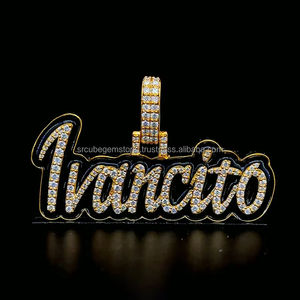 Pendentif personnalisé phosphorescent Bijoux fins Argent 925 Moissanite Diamant Iced Out Nom Lettre Pendentif Collier - Product Image 1