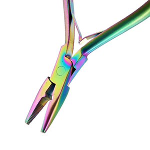Extensions de cheveux enduites de couleur titane pince et aiguille en acier inoxydable 3 Micro anneau lien perle avec étui en cuir PU - Product Image 6
