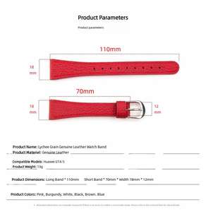 Bracelet de montre en cuir véritable de luxe, fin, 18 mm, compatible avec <span class=keywords><strong>Huawei</strong></span> <span class=keywords><strong>Watch</strong></span> <span class=keywords><strong>GT</strong></span> 4 5, texture litchi, élégant, bracelet de remplacement pour femme - Product Image 5