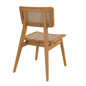 Chaise de salle à manger en teck et rotin Bovista avec matériaux de haute qualité et finition naturelle pour une utilisation en intérieur et en extérieur - Product Image 4