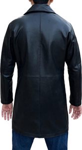2023 nouveauté hommes hiver affaires longue veste en cuir PU mode mince manteau mâle entièrement personnalisé - Product Image 5