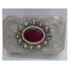 Shopper Choice Glossy High Quality Bride Bag Wedding Purse Green Colour Engraved Design Clutch With Chain Resin Crafts - Product Image 3