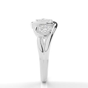 Bague de fiançailles élégante en or blanc, serti de micro pavé classique, serti de diamants taille ronde, pour femmes, bijoux fins - Product Image 3