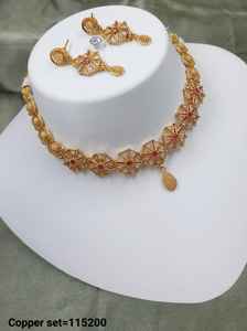 <b>INDIAN</b> TRADITIONAL and FASHIONABLE COPPER JEWELLERY BRIDAL WEDDING JEWELLERY <b>SET</b> for WOMEN EARRINGS and <b>NECKLACE</b> <b>SET</b> - Product Image 3