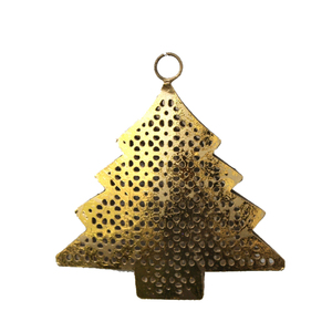 Decoración navideña hecha a mano de hierro X Mas árbol hoja plateada adorno navideño colgante para decoración del hogar personalizado - Product Image 4