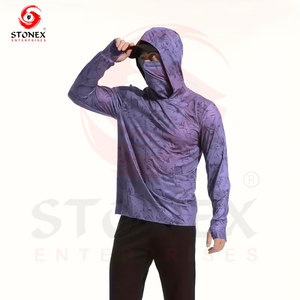 Vêtements de pêche UPF 50+ à séchage rapide, respirants, grande taille, sweat à capuche pour homme à manches longues avec masque intégré et design personnalisé - Product Image 5