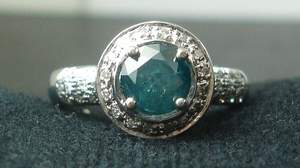 Directo de fábrica 1,48 Ct redondo azul blanco diamante Natural Halo anillo de compromiso 10K oro blanco de moda para fiesta de boda o regalo - Product Image 2