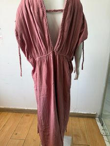 Robe en coton à double gaze avec mousseline ajustable Style Boho Robe d'été vintage avec poches et pompons pour l'automne - Product Image 5