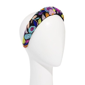 Luxury Beaded Embroidery <b>Headbands</b> with Heart Detail Seed Beads Customized Designs Bulk Supplier from India - Product Image 3