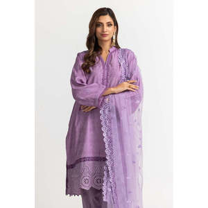 Ensemble de costume 3 pièces pour femme en jacquard violet brodé - Product Image 1