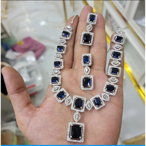 BOUCLES D'OREILLES DE PIERRES CRUSHED DESIGN PIERRES GEMMES BEAU STYLE BIJOUX DE MODE BIJOUX AMÉRICAINS DIAMANT PIERRE BIJOUX COLLIER ET BOUCLES D'OREILLES - Product Image 2