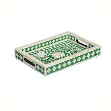 Plateau de service en incrustation d'os fait à la main de conception unique pour restaurant et mariage de l'artisanat indien par croissant - Product Image 2