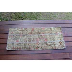 Turkish 1.3x3.2 ft Rug, Vintage Rug, <b>Brown</b> Striped <b>Wool</b> Rug - Product Image 1