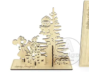 Unfinished 3D <b>Puzzle</b> Christmas Art Paintings Wooden <b>Box</b> DIY Model Carved Home Decoration Elegant Wood Tray Table Gift Idea - Product Image 1