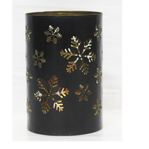 Cilindro en forma de recorte floral patrón hecho a mano té luz portavelas hierro negro y plata Color vela tarro plata negro votivo - Product Image 5