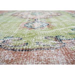 Tapis en laine noué à la main vintage, motif médaillon rouge-orange classique pour la maison, le salon, le couloir, design puzzle rectangulaire en peluche - Pae-1312 - Product Image 3