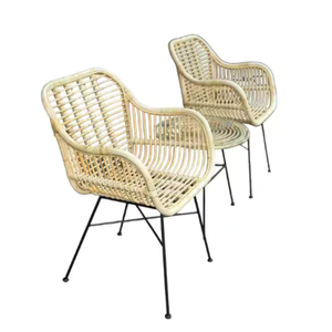 Luxury European Modern Stackable Wicker <b>Rattan</b> <b>Dining</b> <b>Chairs</b> with Arms Super Comfortable for Restaurant and Home Use - Product Image 3