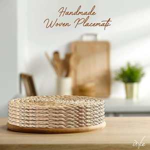 Mantel Individual Redondo de Jacinto de Agua Hecho a Mano, Natural, de Mimbre, de Vietnam, de 13 Pulgadas, Mantel Individual Tejido - Product Image 6