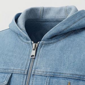 Veste en jean pour homme à prix de gros, vêtement décontracté, doublure personnalisée, couleur personnalisée, jean long, logo personnalisé imprimé sur le devant - Product Image 4