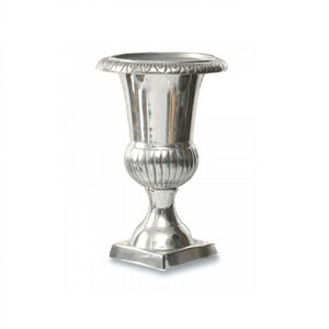 Maceta de aluminio duradera de diseño moderno de alta calidad, diseño en relieve, maceta decorativa de Metal plateado para plantas hechas en India - Product Image 1