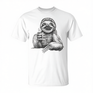 Camiseta Premium con Diseño de Perezoso y Taza de Café, Animal Perezoso Adorable para Promociones - Product Image 2