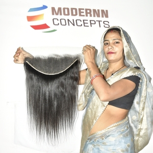 Extensions de cheveux humains vierges bruts non traités, alignés sur la cuticule, tissage droit 13*6, provenant d'un temple indien, du fournisseur - Product Image 1