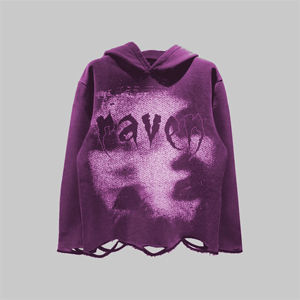 Sweat à capuche délavé à l'acide imprimé personnalisé pour homme Streetwear Pull surdimensionné XS Tissu polaire français Broderie personnalisée - Product Image 5