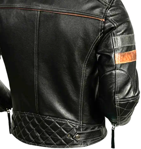 Veste de motard personnalisée de haute qualité pour hommes en cuir véritable Veste de style classique de moto noire en détresse col montant - Product Image 4