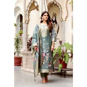 LANZAMIENTO NUEVO DISEÑADOR FESTIVE WEAR KURTI PENT CON DUPATTA TELA PURE VISCOSA JEQUARD CON TRABAJO DE IMPRESIÓN DIGITAL - Product Image 1