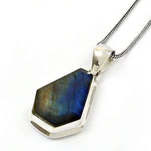 925จี้รูปโลงศพลาบราดอไรต์สีฟ้าเงินสเตอร์ลิงอัญมณีธรรมชาติสไตล์คลาสสิกเครื่องประดับโบโฮสุดหรูซัพพลายเออร์ขายส่ง - Product Image 1