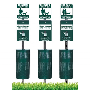 Estación pública de eliminación de residuos para perros Estación de gestión de residuos de mascotas con contenedor con recubrimiento de polvo verde - Product Image 2