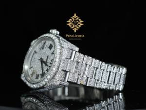 Montre mécanique de luxe pour homme en moissanite, diamant de laboratoire de haute qualité, noir VVS, sertie de zircon cubique, style hip-hop, personnalisable - Product Image 5