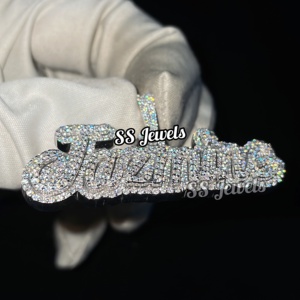 จี้เพชรโมอิสชื่อที่กำหนดเอง925จี้เงินสไตล์ฮิปฮอปของขวัญวันเกิดที่สมบูรณ์แบบสร้อยคอผ่านผู้ทดสอบ - Product Image 2