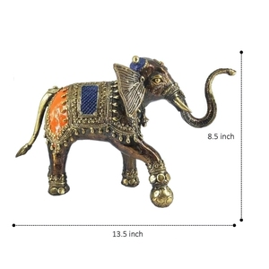 Figura de Elefante Jugando al Fútbol de Latón Macizo de 8.5 Pulgadas, Escultura de Bronce Tallada para Decoración del Hogar, Cultura Tribal - Product Image 5
