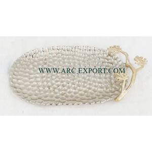 Antique Design Customized Shape and Size Hammered Designing <b>Dessert</b> <b>Bowl</b> With Leaf Shape Handles Metal Grey Color Server <b>Bowl</b> - Product Image 6