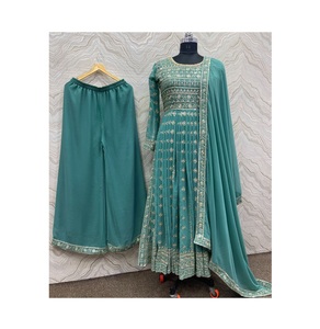 New Designer Party Wear Look Silk With Embroidery Work Gown With Dupatta Indian Ethnic Wear <b>Wedding</b> <b>Dress</b> Naira Cut <b>Long</b> Kurti - Product Image 1