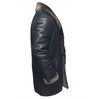 Blouson d'hiver pour homme Silo Sports, fabriqué en usine OEM, en cuir de mouton noir de haute qualité, col en fourrure de renard, grande taille, chauffant, tricoté