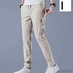 Pantalon décontracté pour homme en coton 100% respirant à séchage rapide, coupe droite, style hip-hop, avec couleur et logo personnalisés - Product Image 1