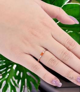 Baguette Cut Golden Sunstone Ring Diseño clásico 925 Sterling Silver Gold Filled Women Girl Compromiso Anillos de boda - Product Image 5