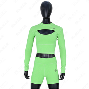 Conjunto de Yoga de nuevo estilo personalizado para mujer, conjunto corto de croptop hueco de manga completa, 100% algodón - Product Image 2