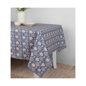 Mantel de algodón geométrico azul y blanco moderno de 140x240 cm, 200 GSM, para hoteles, restaurantes, decoración al por mayor y spas. - Product Image 1