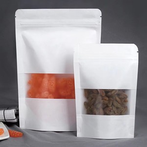 Sachet alimentaire personnalisé blanc en gros avec fenêtre transparente et fermeture éclair refermable - Product Image 5