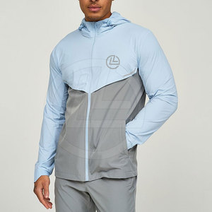 Veste coupe-vent pour homme avec un look audacieux, col montant, tissu en toile, capuche avec cordon de serrage, séchage rapide et personnalisable - Product Image 1